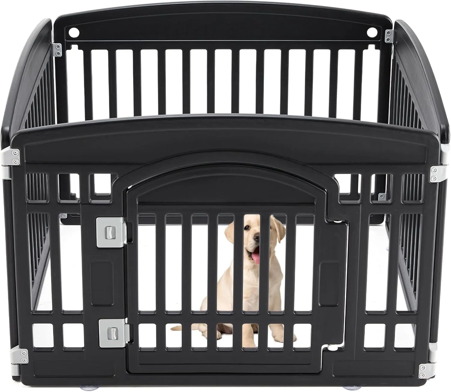 Dog Playpen Safe & Secure, Indoor/Outdoor Pet Fence, Pet Puppy Exercise Playpen, Folding & Portable | Ideal for Small to Medium Dogs, Easy to Clean, Stress-Free and Safe Play (Black, M, 4-Panel)