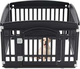 Dog Playpen Safe & Secure, Indoor/Outdoor Pet Fence, Pet Puppy Exercise Playpen, Folding & Portable | Ideal for Small to Medium Dogs, Easy to Clean, Stress-Free and Safe Play (Black, M, 4-Panel)