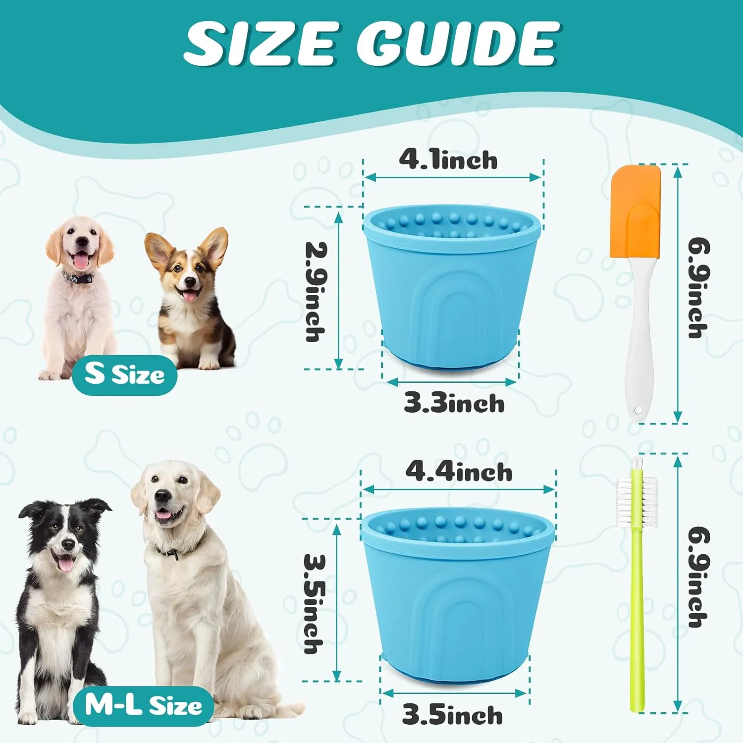 Dog Slow Feeder Lick Bowl, Slow Dog Eating Bowl, Anxiety Relief Dog Licking Mat Treat Dispenser, Non-Slip Dog Slow Feeder Bowl for Medium Large Breed Dogs Blue