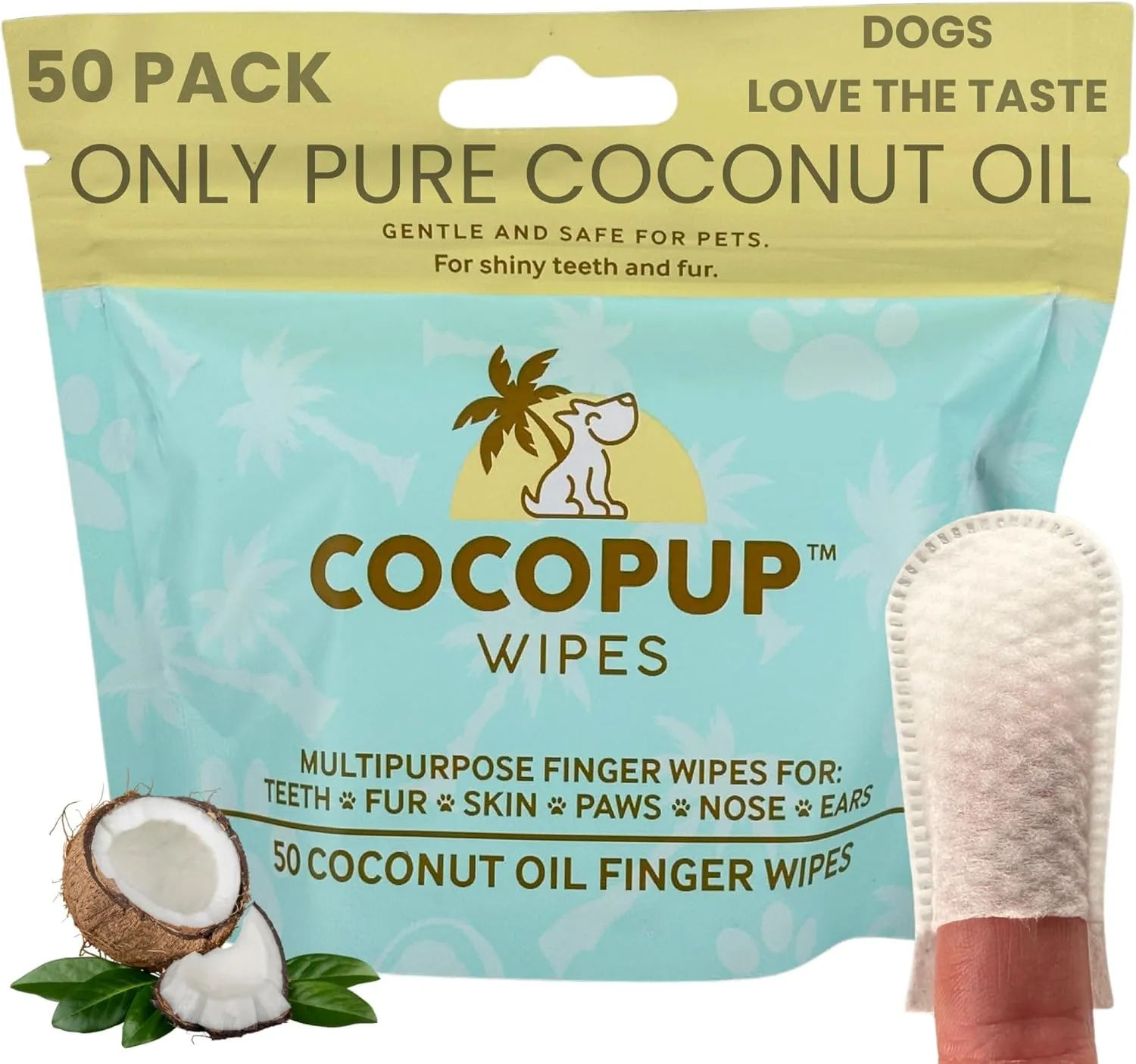 Dog Teeth Cleaning Wipes Ear Nose Paws Fur Cleaner Pure Coconut Oil