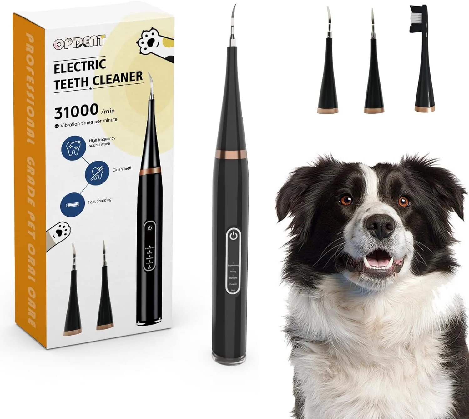 Dog Tooth Cleane - Electric Dog Teeth Cleaner Set,Dog Teeth Cleaner,Five Modes (White, laege)