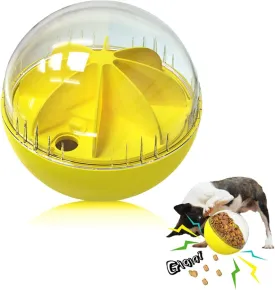 Dog Toys - Interactive Puzzle Feeder Balls for Large Dogs, Funny Squeaky Toys for Chewers (Yellow)