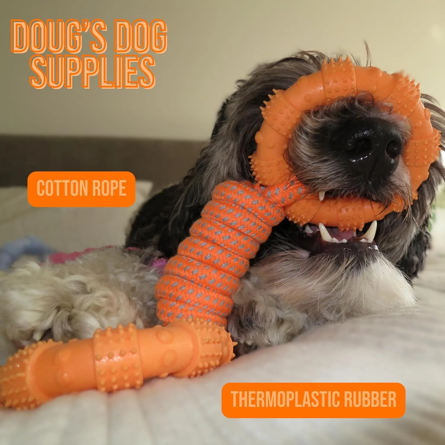 Doug's Dog Supplies Ring Rope Toy, Tug of War Dog Toy - Dog Rope Toy for Medium to Large Dogs | Large Dog Toys/Dog Toys for Large Dogs, Puppy Toys - Dog Toys, Orange
