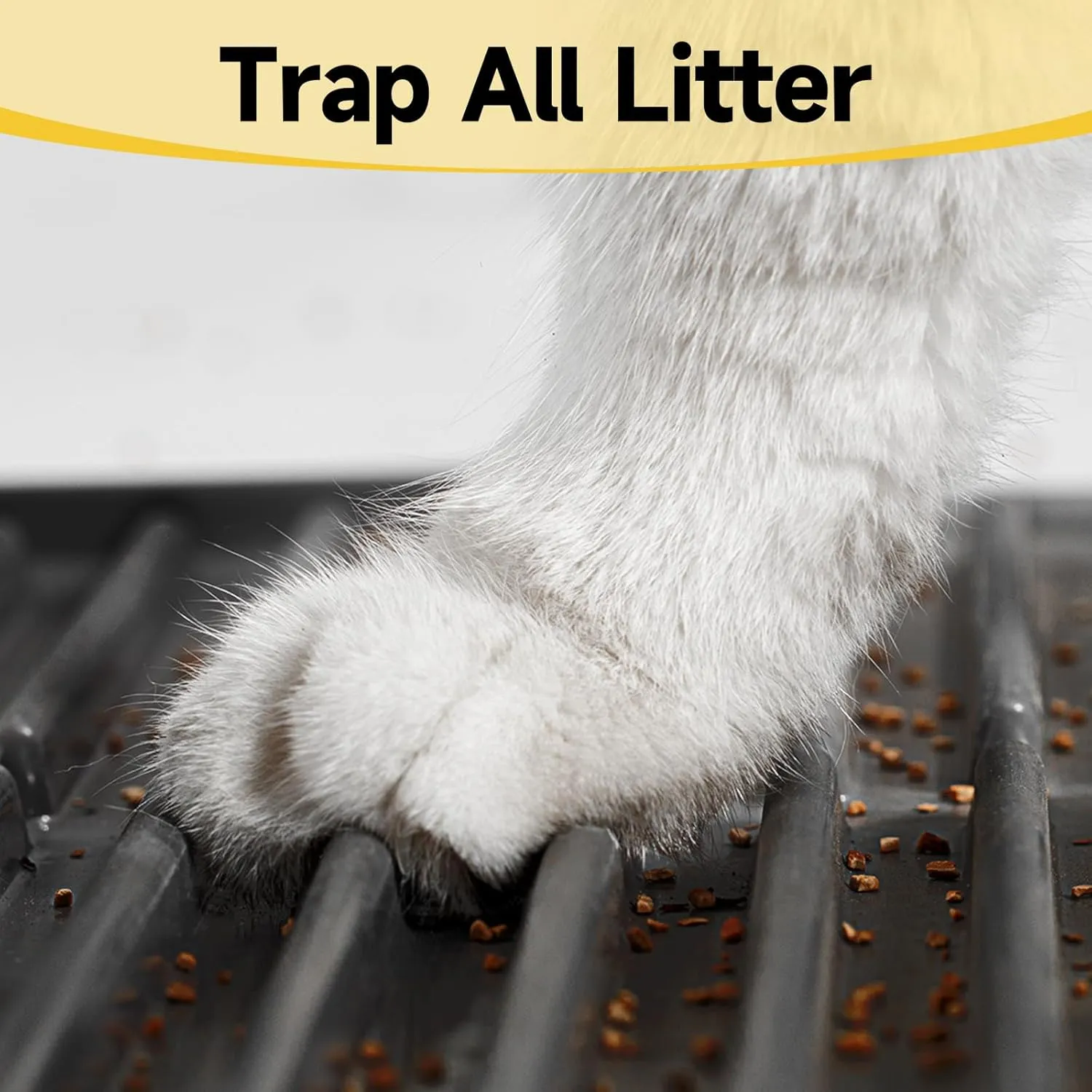 Easy Clean Litter Mat: Washable & UrineProof Cat Litter Trapping Mat - Anti-Tracking Kitty Litter Mat Catcher for Floor - Soft on Paws Litter Mat (Black, 24x15)