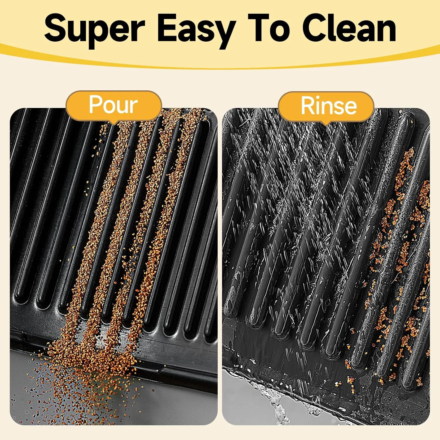 Easy Clean Litter Mat: Washable & UrineProof Cat Litter Trapping Mat - Anti-Tracking Kitty Litter Mat Catcher for Floor - Soft on Paws Litter Mat (Black, 24x15)