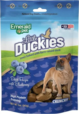 Emerald Pet Little Duckies Crunchy Natural Roasted Duck Dog Treats, Made in USA
