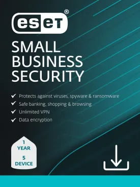 ESET Small Business Security | 2025 Edition | 5 Devices | 1 Year | Small Business Software | Server Protection | VPN | Ransomeware | Privacy | IOT Protection | Digital Download [PC/Mac/Android]