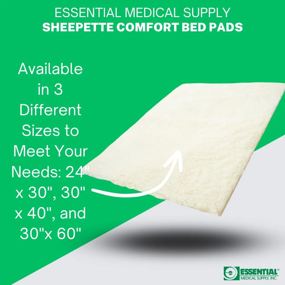 Essential Medical Supply Sheepette Synthetic Lambskin Bed and Furniture Pad - 30" x 60" - Fleece Soft Sheepskin Style Comfort Pad for Home and Mobility Use