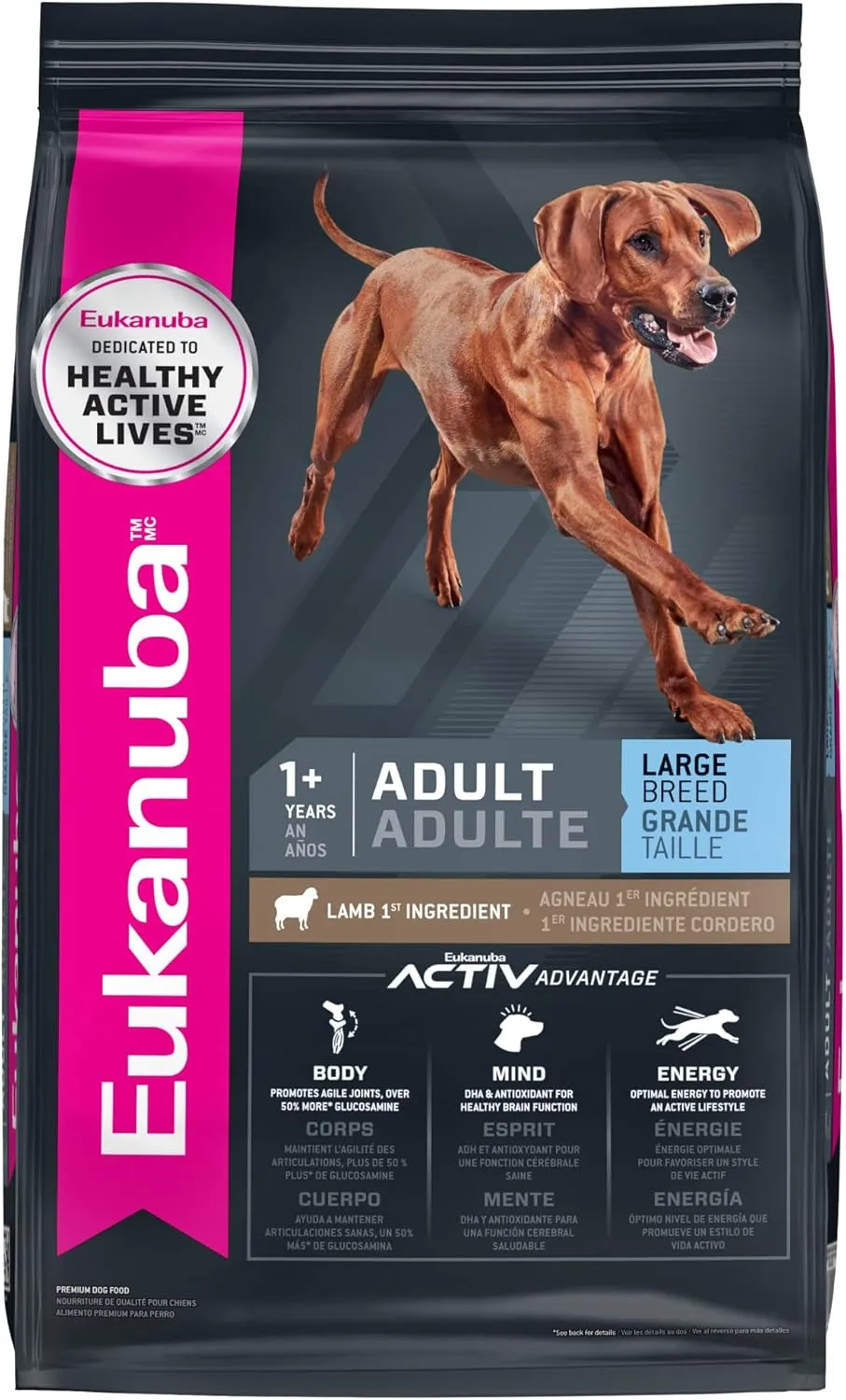 Eukanuba Adult Large Breed Dog Food Dry, Lamb 1st Ingredient, Dog Food Dry Formula for Large Dogs with Protein, DHA and Vitamins to Support an Active Lifestyle, 30 lb Bag