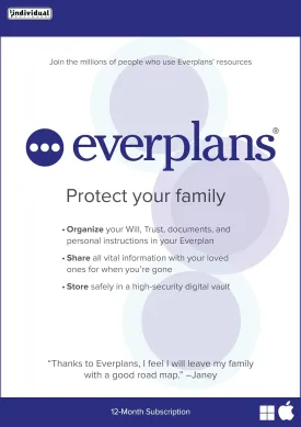 Everplans - Software, Organize Will & Trust, Vital Records, IDs, Passwords, Finances, Medical, Health, Family, Loved Ones, Pets, Secure Digital Locker  12-Month Subscription [PC/Mac Online Code]