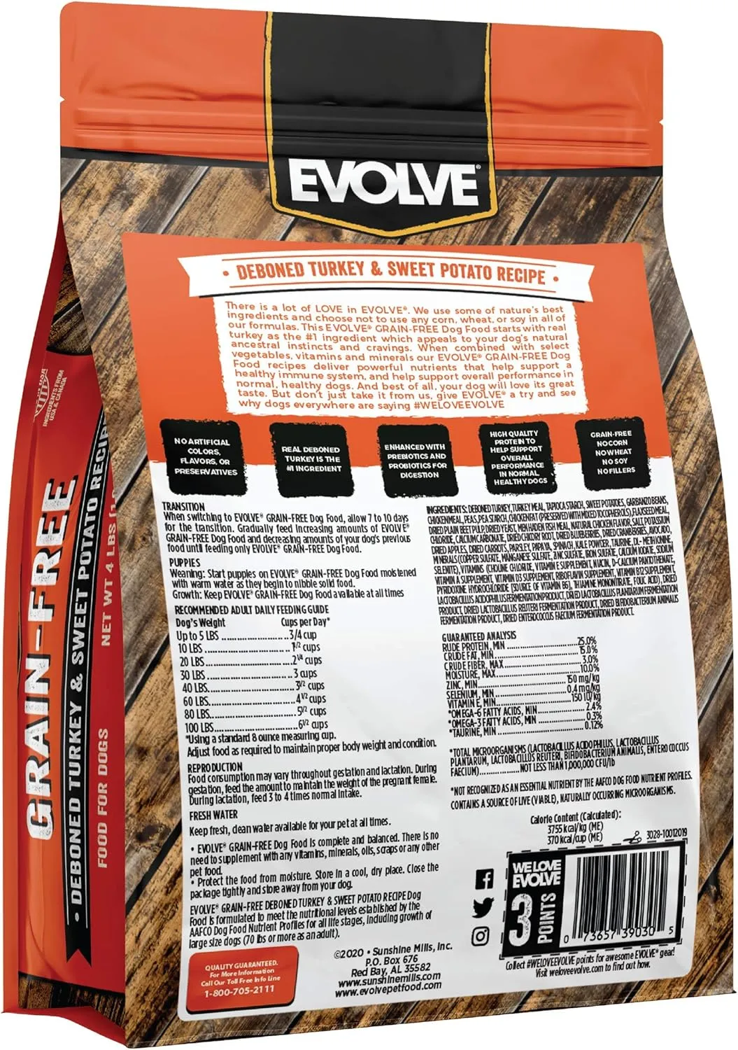 Evolve Grain Free Deboned Turkey & Sweet Potato Recipe Dog Food, 4 lb.