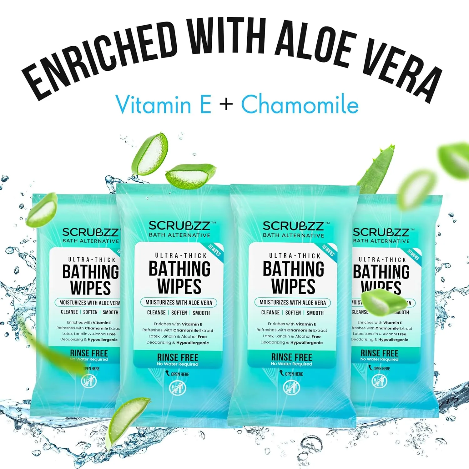 Extra Large Bath Wipes for Adults Bathing No Rinse - 40 Disposable Body Cleansing Wipes for Men, Women & Elderly - Great for Gym, Camping, Post Surgery - Shower Wipes