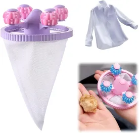 Floating Hair Filtering Mesh Removal, Lint Catcher for Washing Machine, Reusable Hair Catcher Machine, Hair Filter Cleaning Mesh Bag Dog Cat Hair Remover for Laundry (Purple)