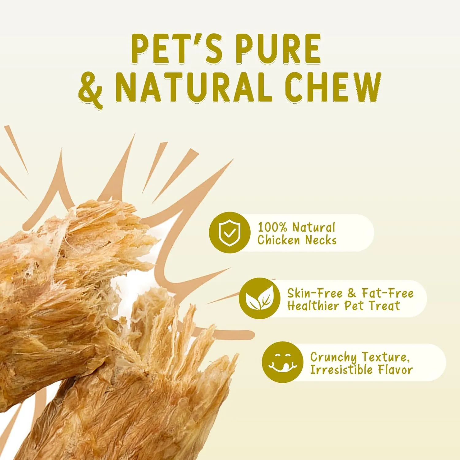 Freeze Dried Chicken Necks Treats for Dogs & Cats, Single Ingredient, 100% Human Grade, High in Calcium & Chondroitin for Strong Bones, Teeth & Joint Health, Grain Free Training Snacks