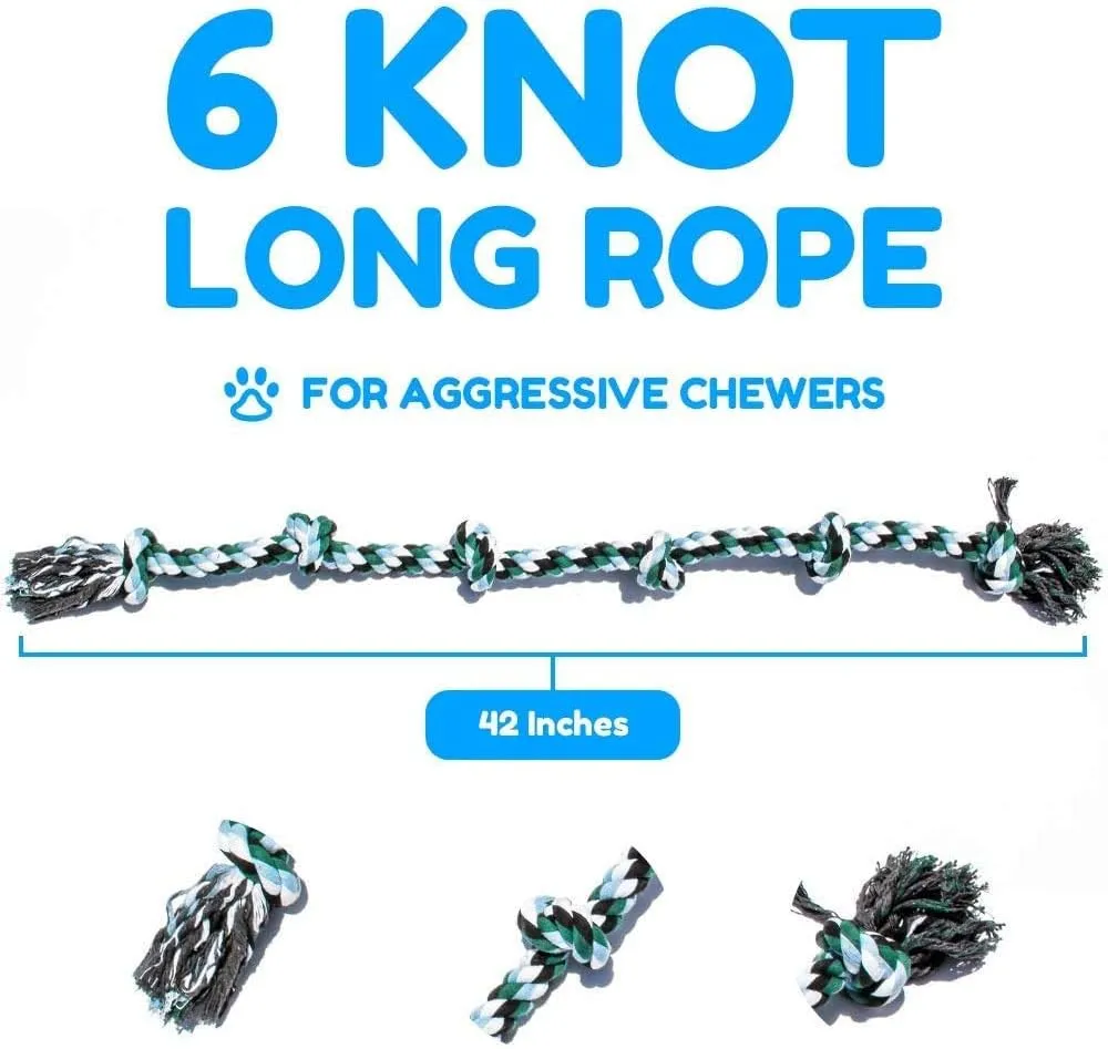 Giant Dog Rope Toys for Extra Large Dogs - 42 Inch, 6 Knot Tough Rope Chew Toys for Large Dogs - Benefits Non-Profit Animal Rescue - Indestructible Dog Toy for Aggressive Chewers
