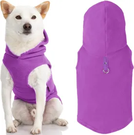 Gooby - Fleece Vest Hoodie, Small Dog Pull Over Hooded Fleece Jacket with Leash Ring, Purple, X-Small
