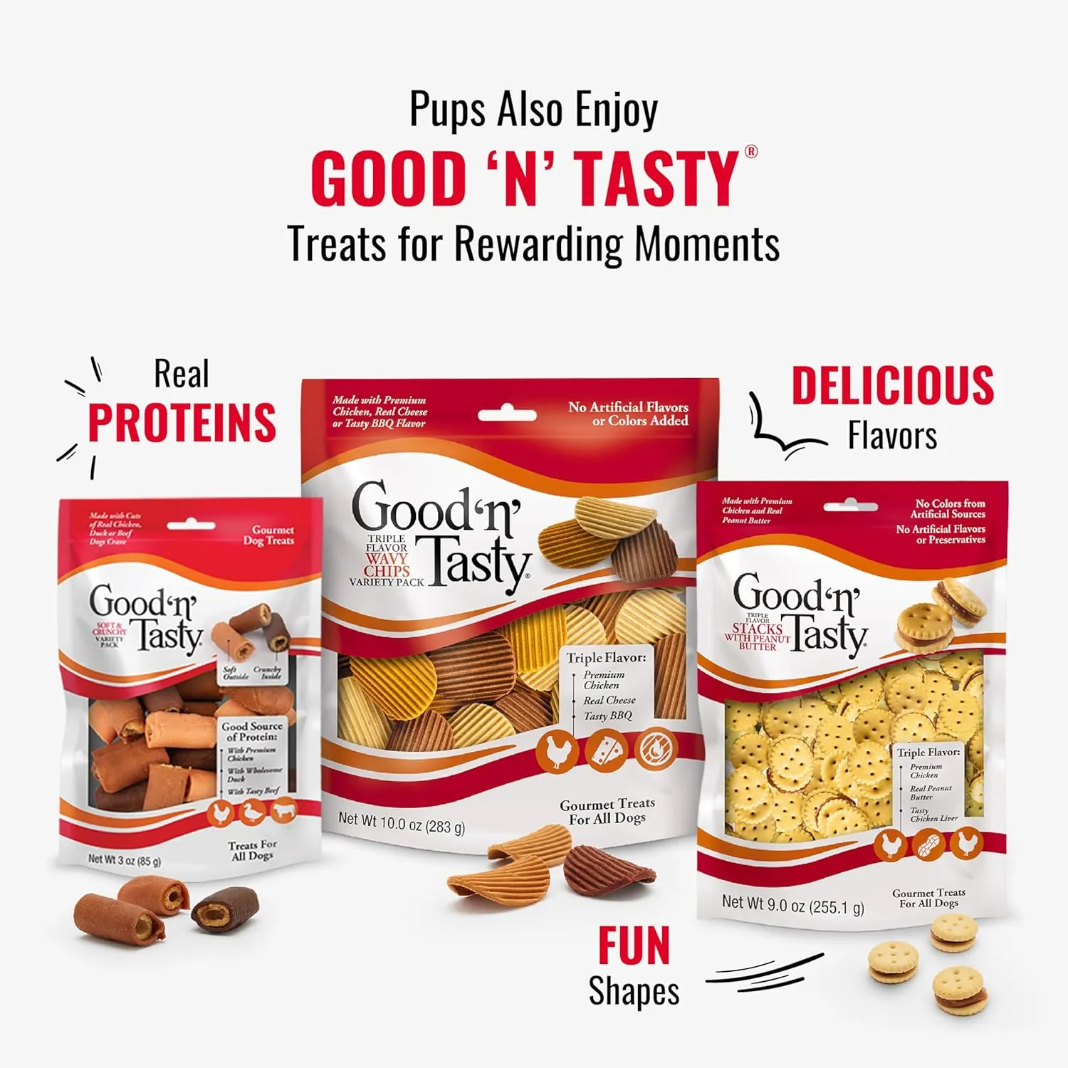 Good n Fun Triple Flavor Kabobs Chews for All Dogs, 24 Ounces, Treat Your Dog to Chews Made from Beef Hide, Real Chicken, Pork Hide, Duck and Chicken Liver