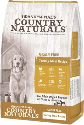 Grandma Maes Country Naturals Dry Dog Food, Grain Free Formula, Turkey, Slow Cooked & Nutrient Dense, Made in USA, 25 LB Bag