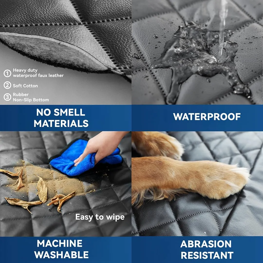 Heavy-Duty Leather SUV Cargo Liner for Fold Down Split Seats, Armrest Pass-Through Compatible, Pet-Friendly, Ideal for Dogs