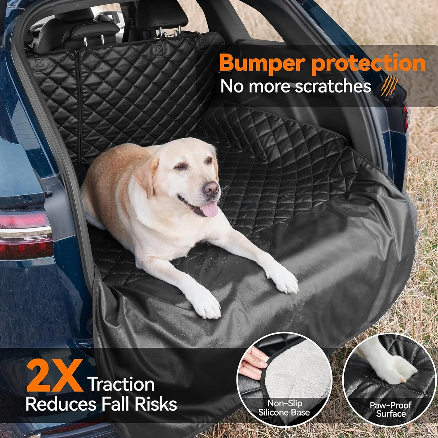 Heavy-Duty Leather SUV Cargo Liner for Fold Down Split Seats, Armrest Pass-Through Compatible, Pet-Friendly, Ideal for Dogs