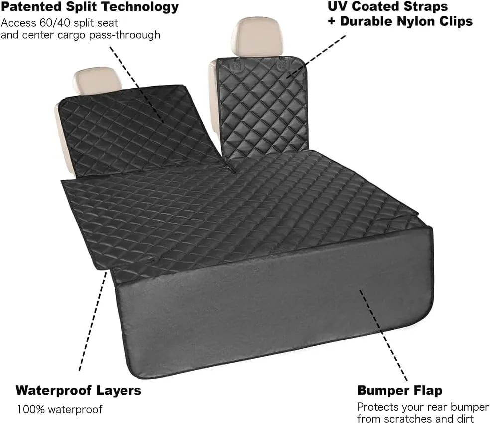 Heavy-Duty Leather SUV Cargo Liner for Fold Down Split Seats, Armrest Pass-Through Compatible, Pet-Friendly, Ideal for Dogs
