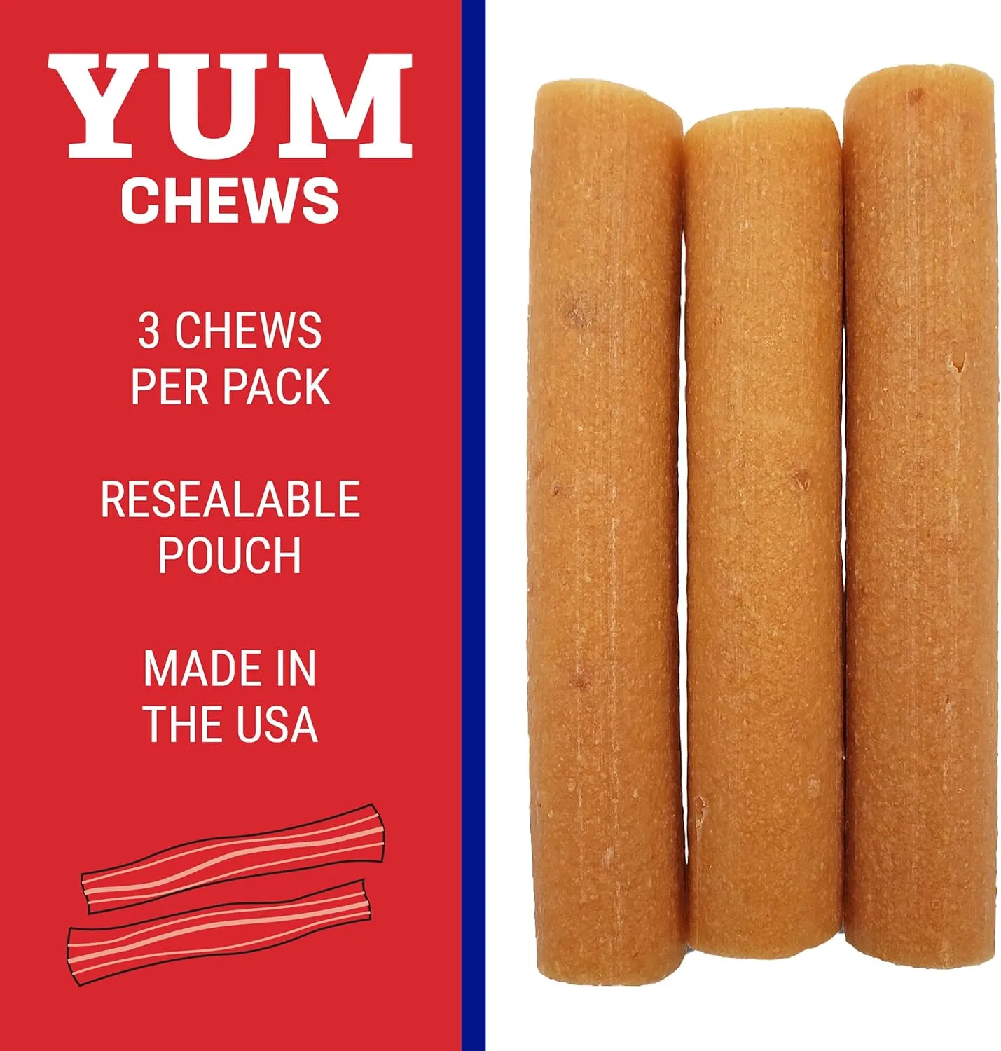 Himalayan Dog Chew Yak Cheese Dog Chews, 100% Natural, Long Lasting, Gluten Free, Healthy & Safe Dog Treats, Lactose & Grain Free, Protein Rich, for All Breeds, Medium, Bacon Flavor, 4.5 oz