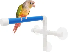 Hypeety Bird Parrot Stand Perch Shower Perch Standing Toy Portable Suction Cup Parrot Bath Stands Suppllies Holder Platform Parakeet Window Wall Hanging Play (3 Suction Cups1)