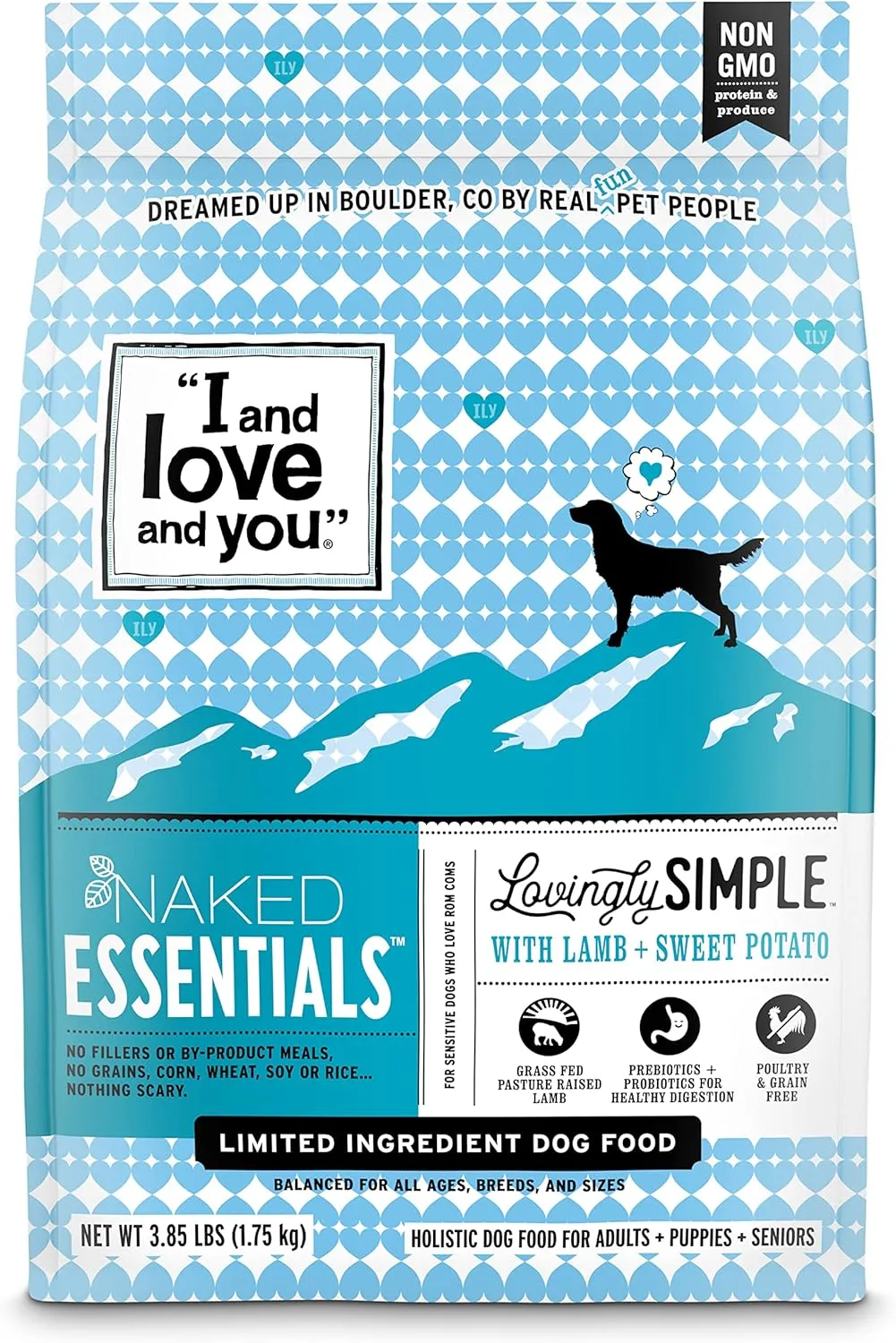 I and love and you Lovingly Simple Dry Dog Food - Lamb   Sweet Potato - Grain Free, Filler Free, Prebiotic   Probiotic 3.85lb Bag