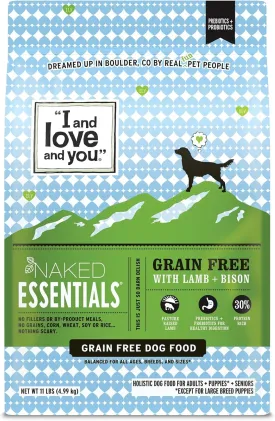 I and love and you Naked Essentials Dry Dog Food - Lamb   Bison - High Protein, Real Meat, No Fillers, Prebiotics   Probiotics, 11lb Bag