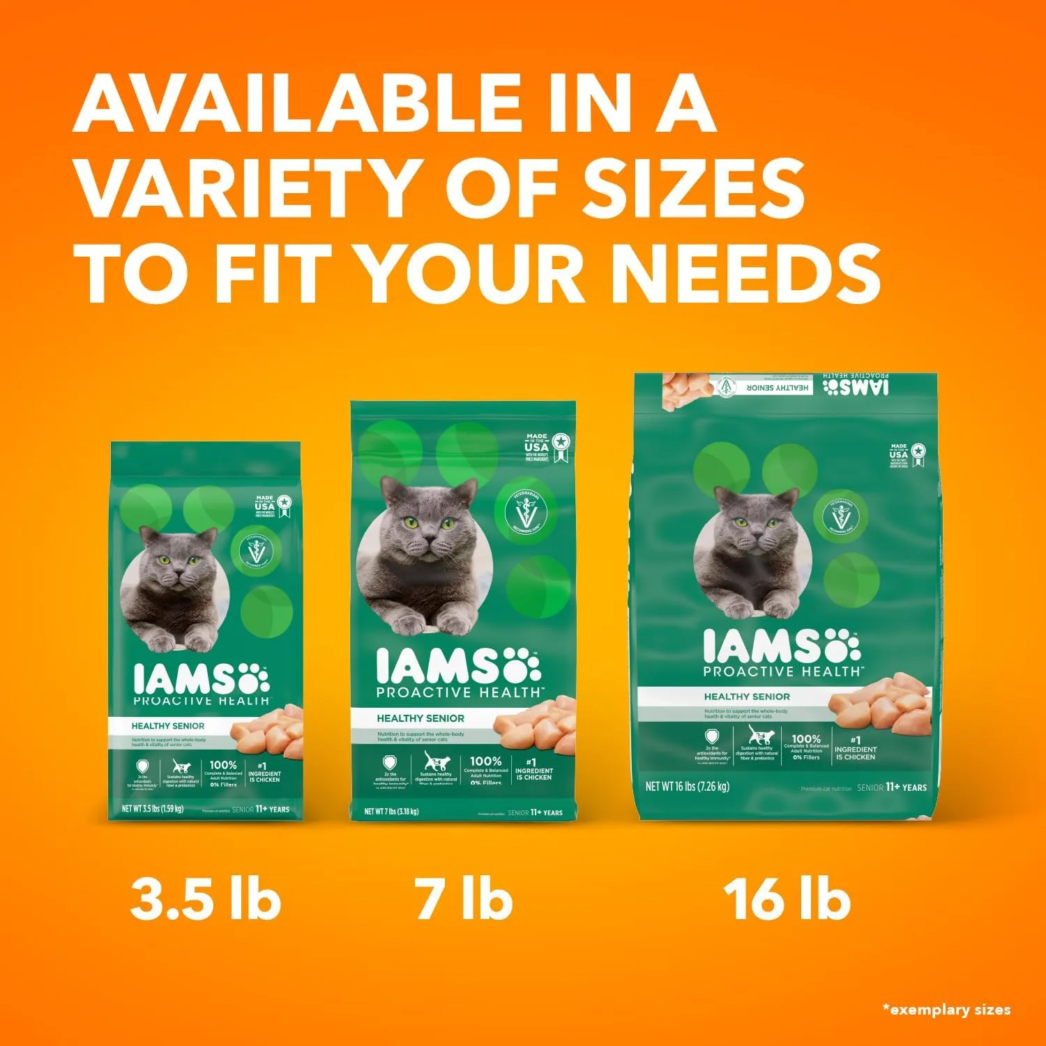 IAMS PROACTIVE HEALTH Healthy Senior Dry Cat Food with Chicken Cat Kibble, 7 lb. Bag
