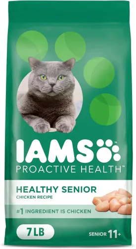 IAMS PROACTIVE HEALTH Healthy Senior Dry Cat Food with Chicken Cat Kibble, 7 lb. Bag