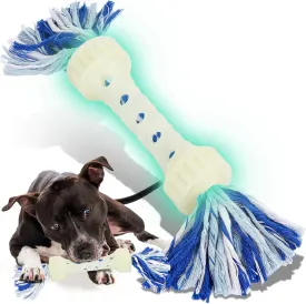 Indestructible Dog Rope Toy for Aggressive Chewers | Glow-in-The-Dark Tug of War Toy for Medium/Large Breeds | Durable TPR & Cotton Rope Chew Teething Fetch Toy