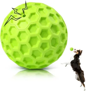 Indestructible Squeaky Dog Balls, Dog Toys for Aggressive Chewers Large Breed for Relieving Anxiety, Tough Dog Chew Toys Balls for Aggressive Chewers, Outdoor Squeaky Dog Toys for Large Dogs