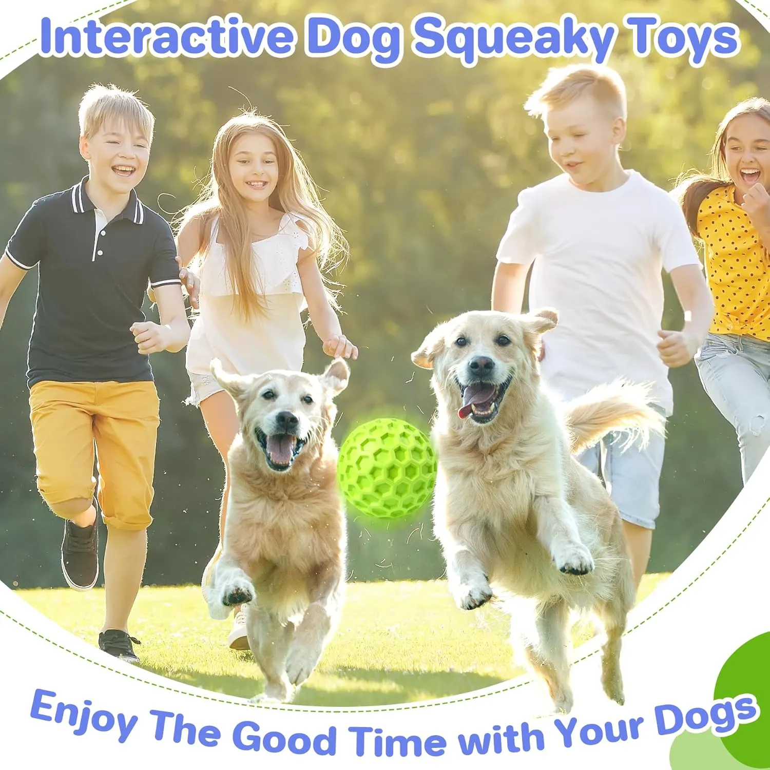 Indestructible Squeaky Dog Balls, Dog Toys for Aggressive Chewers Large Breed for Relieving Anxiety, Tough Dog Chew Toys Balls for Aggressive Chewers, Outdoor Squeaky Dog Toys for Large Dogs