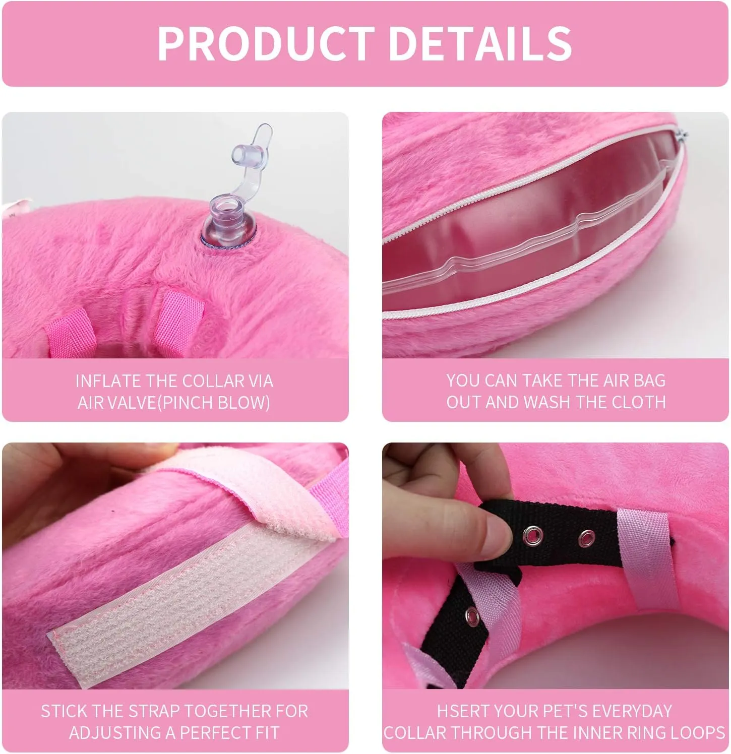 Inflatable Dog Cone,Adjustable Recovery Collar for Dogs After Surgery,Prevent from Biting & Scratching,Not Block VisionPink S