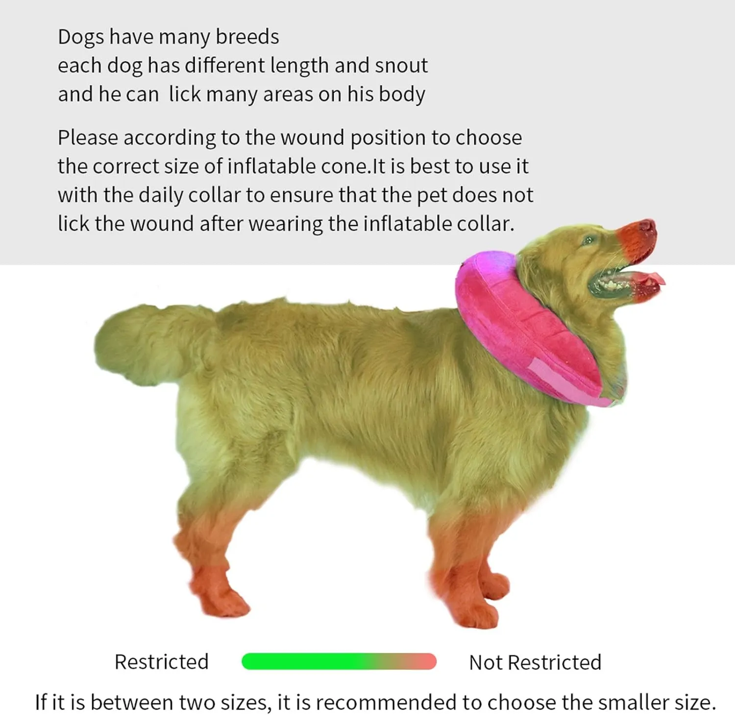 Inflatable Dog Cone,Adjustable Recovery Collar for Dogs After Surgery,Prevent from Biting & Scratching,Not Block VisionPink S