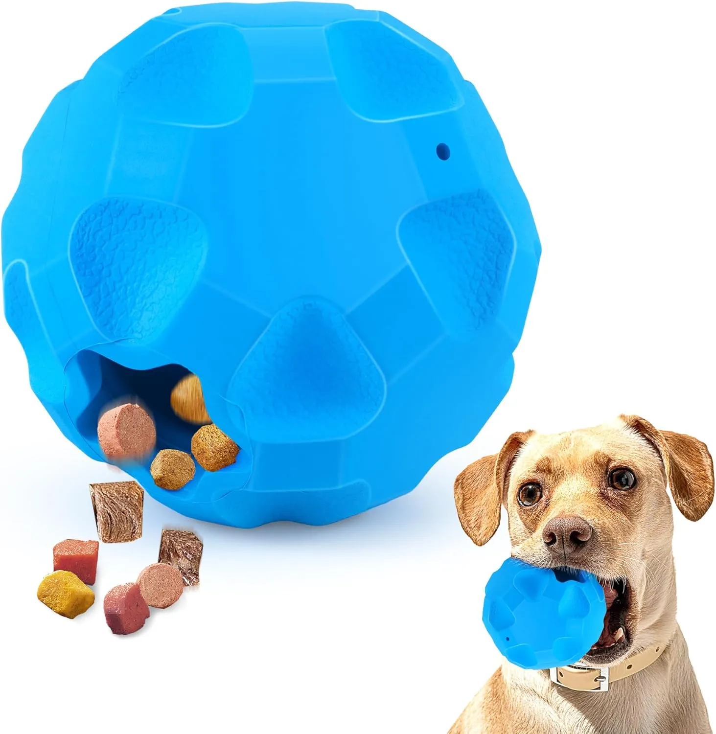 Interactive Dog Ball Treat Dispensing Dog Toys for Aggressive Chewers Large Breed, Rubber Balls for Dogs, Cognitive Dog Toys to Keep Them Busy, Dog Treat Toy Ball Dispenser
