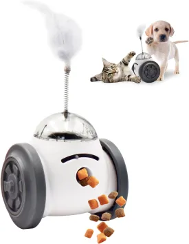 Interactive Roller Puzzle Dispenser Toy for Dogs & Cats, Slow Feeder Toy for Cats, Interactive Chase Toys, Adjustable Dog Treat Dispensing Dogs & Cats Toys, Improves Pets Digestion System Dog Chew