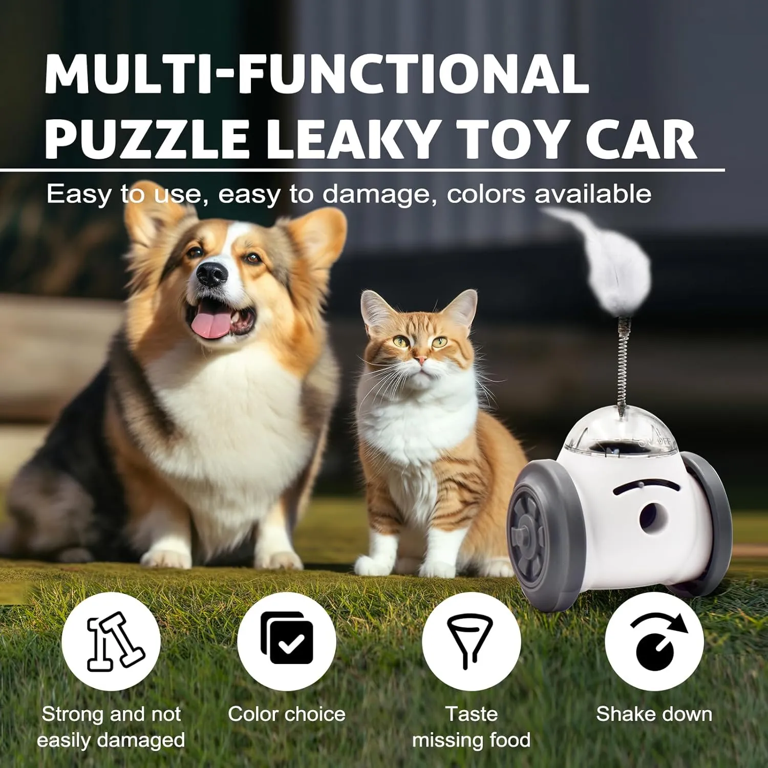 Interactive Roller Puzzle Dispenser Toy for Dogs & Cats, Slow Feeder Toy for Cats, Interactive Chase Toys, Adjustable Dog Treat Dispensing Dogs & Cats Toys, Improves Pets Digestion System Dog Chew