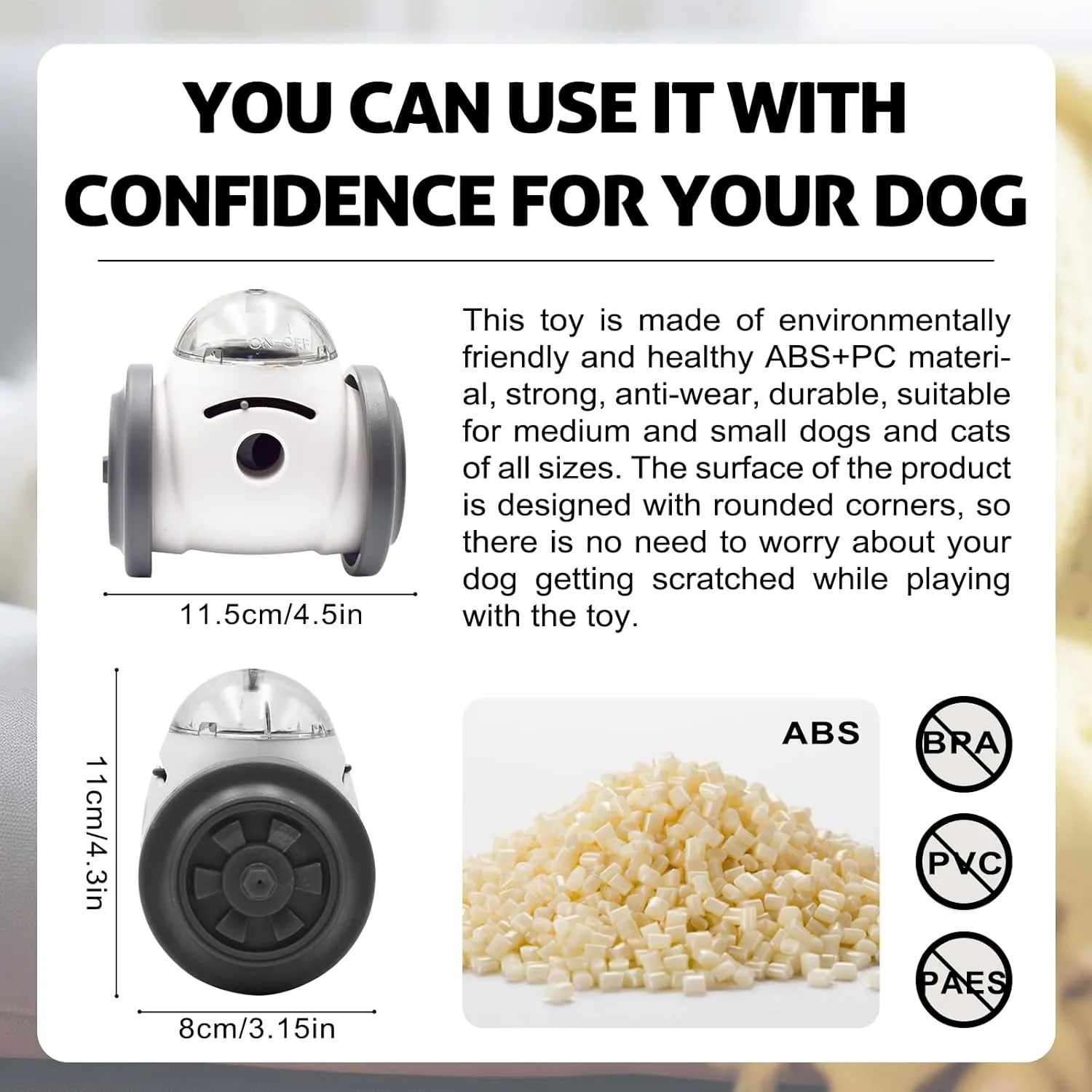 Interactive Roller Puzzle Dispenser Toy for Dogs & Cats, Slow Feeder Toy for Cats, Interactive Chase Toys, Adjustable Dog Treat Dispensing Dogs & Cats Toys, Improves Pets Digestion System Dog Chew