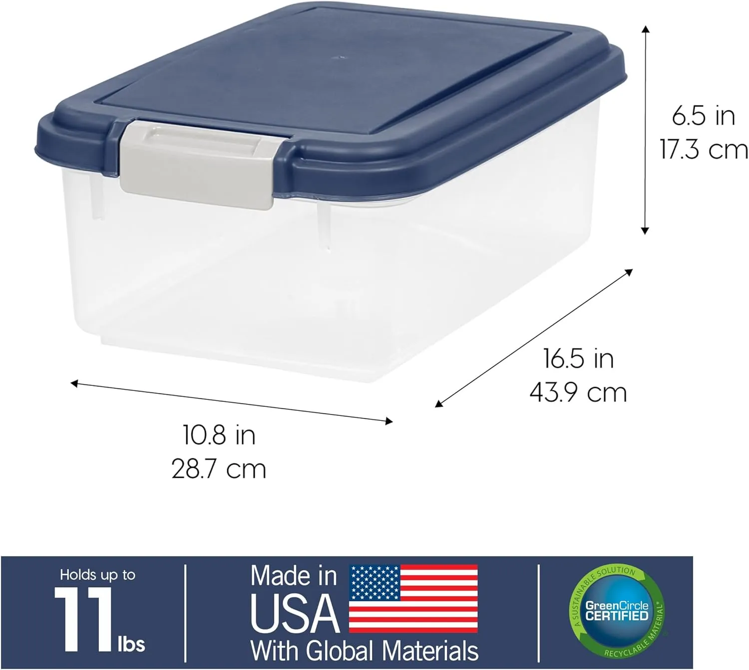 IRIS USA Airtight Dog Food Storage Container, Up to 11 lbs, Dog Cat Bird and Other Pet Food Treats Storage Bin, Dog Cat Wet Food Cans, Keep Fresh, BPA Free, Stackable, Navy