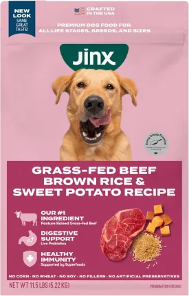 Jinx Premium Dry Dog Food, for All Lifestages - Real Beef, Brown Rice & Sweet Potato Kibble with Superfoods for Immune Support & Probiotics for Digestive Support - No Fillers - 11.5lb