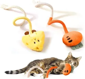 Kingtree Cat Toy Chew Ropes, 2 Pack Cotton Rope Cat Chew Toys Interactive Catnip Rope Toys for Indoor Cats Teeth Cleaning, Bite Resistant Chew Ropes Without Wire
