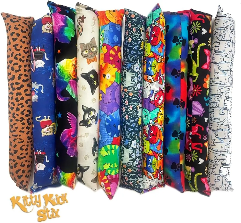 Kitty Kick Stix 15" Original Catnip Kicker Toy (Set of 2), Handmade in USA by Cat Lovers, Interactive Natural Cat & Kitten Toy, Packed with 100% Potent Catnip for All Breeds (Mystery)
