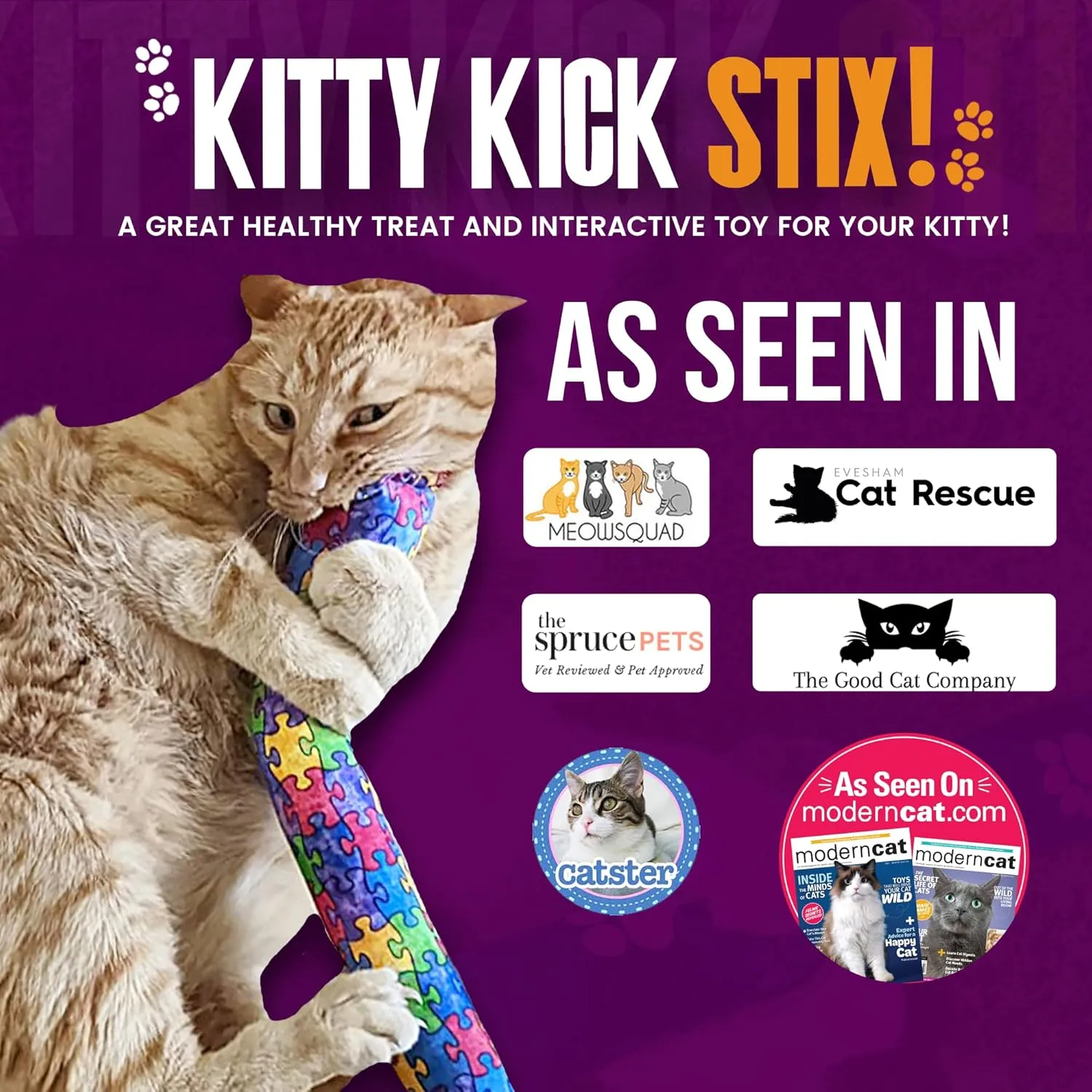 Kitty Kick Stix 15" Original Catnip Kicker Toy (Set of 2), Handmade in USA by Cat Lovers, Interactive Natural Cat & Kitten Toy, Packed with 100% Potent Catnip for All Breeds (Mystery)