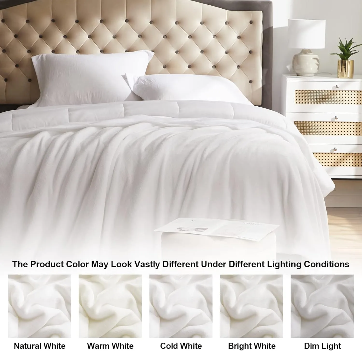 KMUSET Fleece Blanket Throw Size White Lightweight Super Soft Cozy Luxury Bed Blanket Microfiber