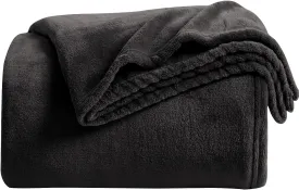 KMUSET Super Soft Throw Blanket Premium Silky Flannel Fleece Throw Size Black Microfiber Lightweight Blanket All Season Use