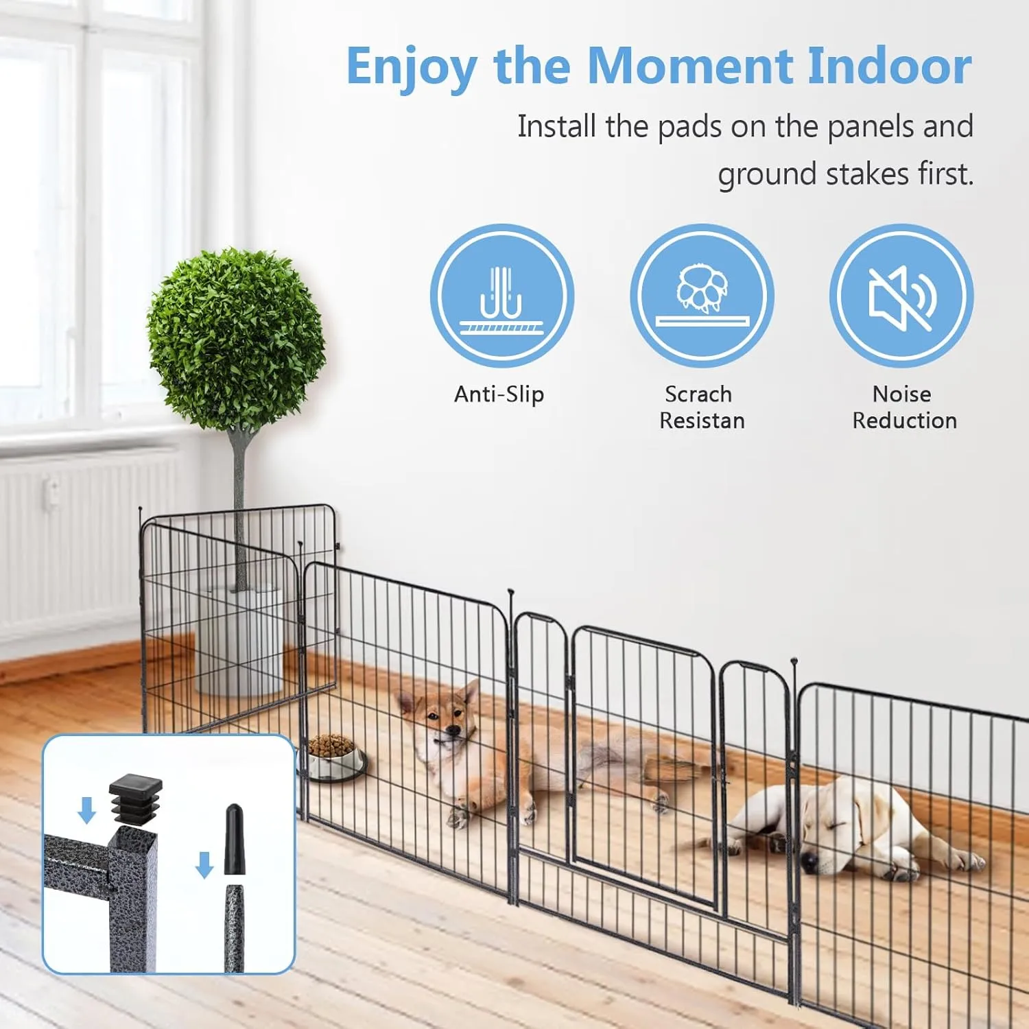 KOOPRO Dog Playpen Indoor, Dog Fence Outdoor for Yard 32" Height Heavy Duty Metal Puppy Play Pen Rustproof with Doors for Small/Medium/Large Dogs Portable Exercise Pet Fence for RV Camping, 16 Panels