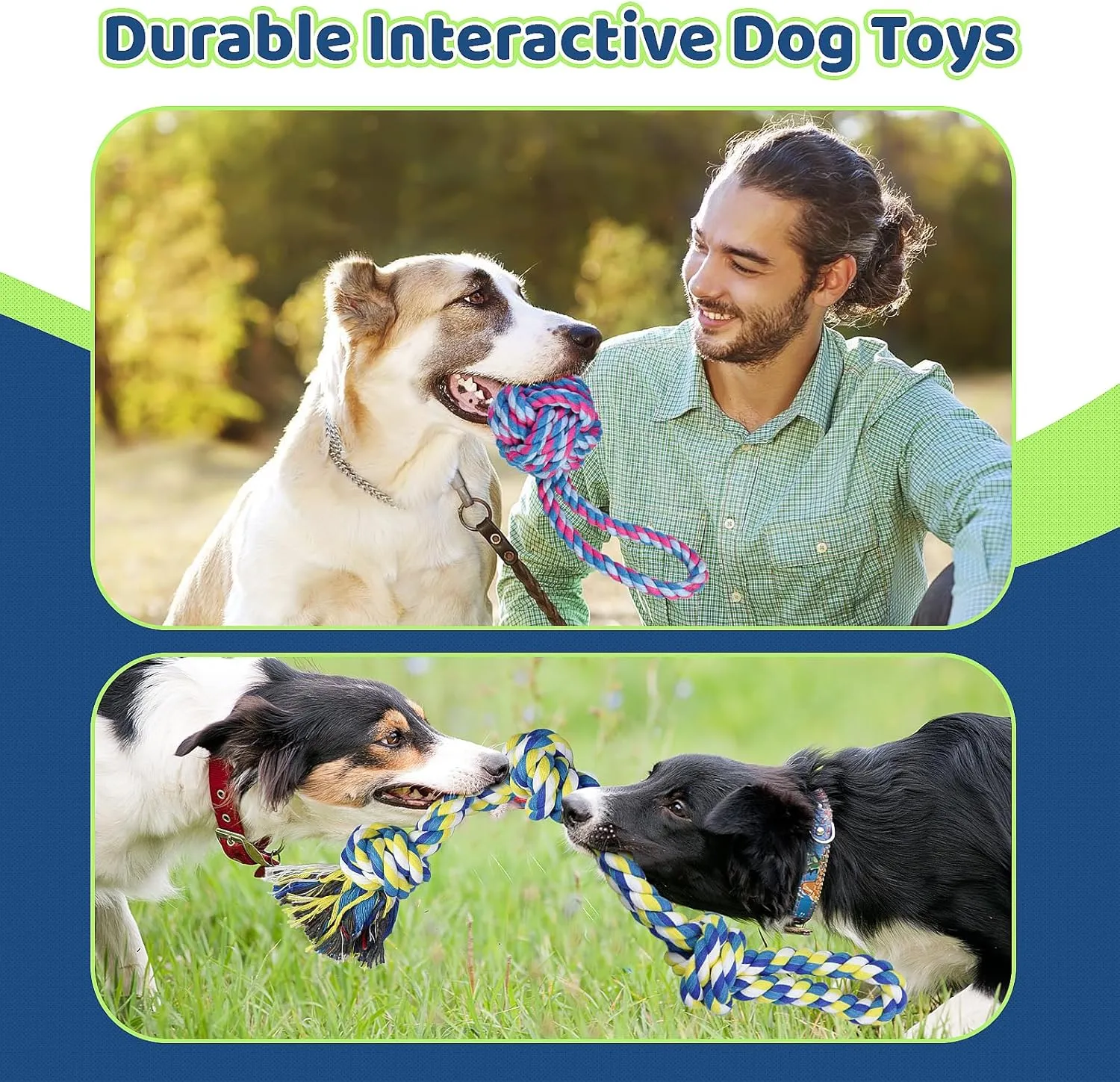 Large Dog Rope Toys for Aggressive Chewers, Dog Toys Set for Large and Medium Dogs, Tough Natural Cotton Puppy Chew Toy for Chewing, Tug Toy 9 Pack