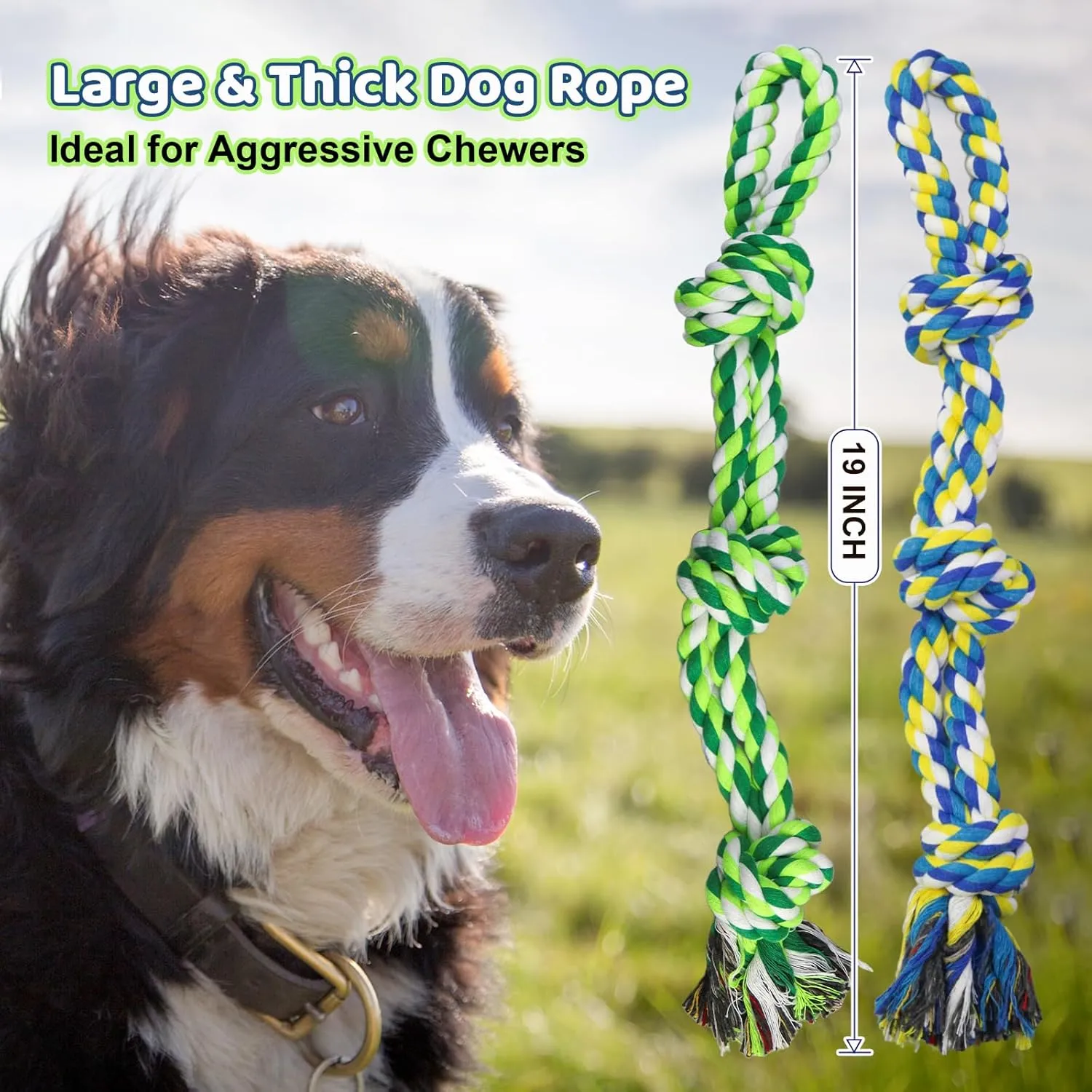 Large Dog Rope Toys for Aggressive Chewers, Dog Toys Set for Large and Medium Dogs, Tough Natural Cotton Puppy Chew Toy for Chewing, Tug Toy 9 Pack